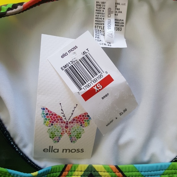 LAST CHANCE! CLOSET CLOSING!Ella Moss multi-color chevron swim bikini brief XS - Picture 4 of 5